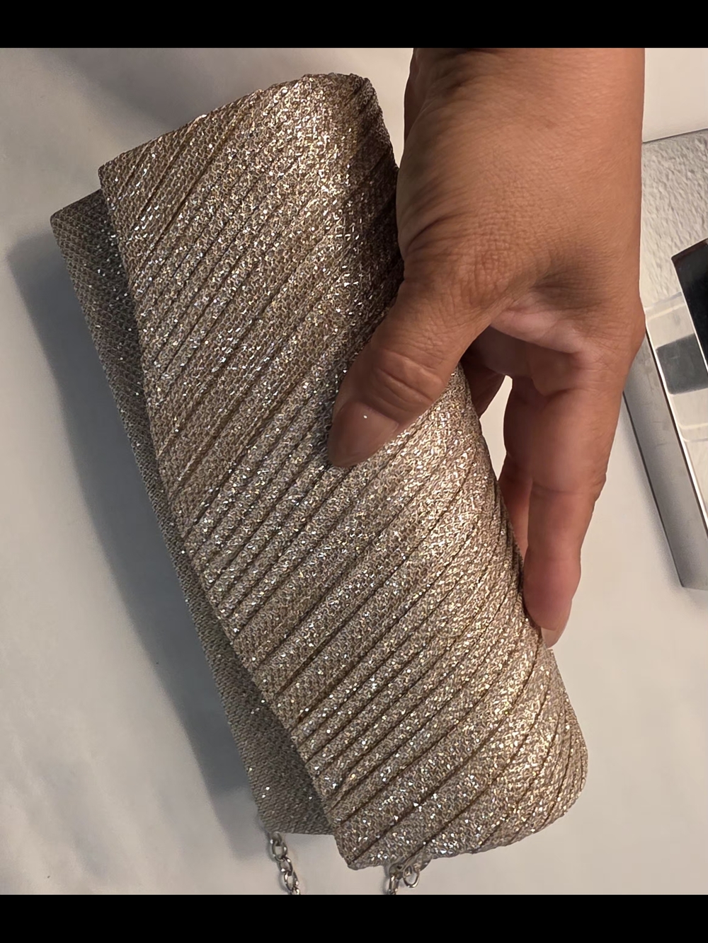 Sparkling Champagne Envelope Clutch with Chain